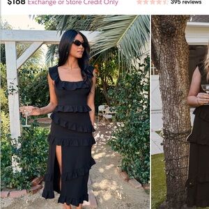Show Me Your MuMu Black Ruffle Midi Dress